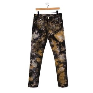 Purple‎ Brand P001 Slim Fit Low Rise Faded Black Clay Tie Dye Jeans Size 33